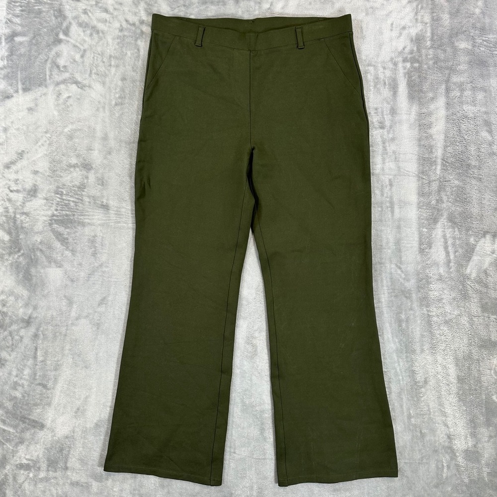 Quince Ultra-Stretch Ponte Flare Pants Womens Size L Olive Green Trousers